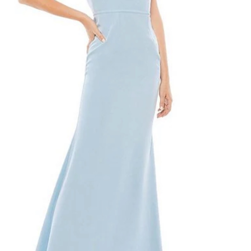 Mac Duggal Asymmetrical Ruched One Shoulder Sleeveless Open Back Gown